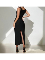 "Ruth" DIAMOND STUDDED tank midi Dress