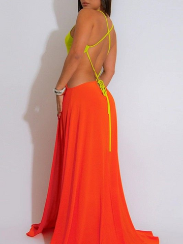 MYIESHA Colorblock Cutout Maxi Dress
