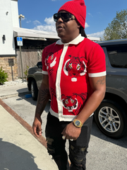 CALEB -Red Knit Shirt – Button-Up Polo