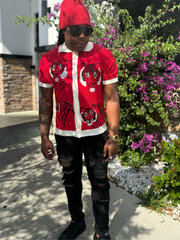 CALEB -Red Knit Shirt – Button-Up Polo
