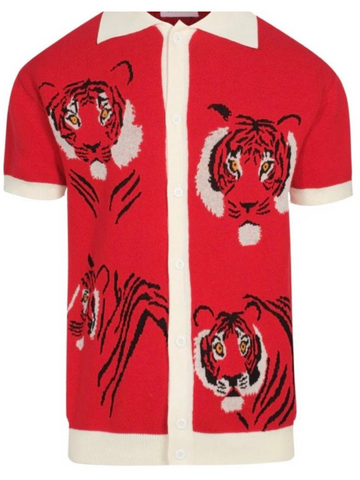 CALEB -Red Knit Shirt – Button-Up Polo