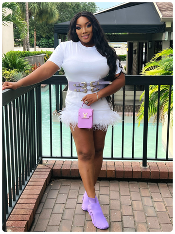 fur me t-shirt dress WHITE