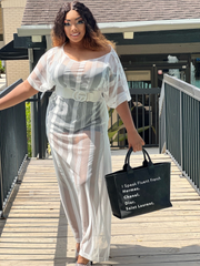 Center of ATTENTION Sheer STRIPE MAXI TUNIC