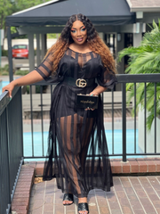 Center of ATTENTION Sheer STRIPE MAXI TUNIC