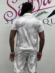 The palm calm men Button Down &amp; Short Set