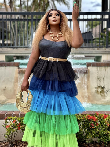 CRIME of fashion MULTI TIERED TULLE DRESS