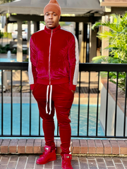 MENS VELOUR TRACK JACKET AND TRACK PANT SET