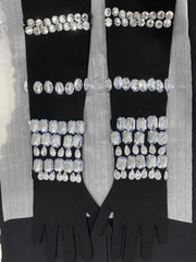 Drip me in diamond SLEEVELESS RHINESTONE DETAIL MINI DRESS W/ GLOVES