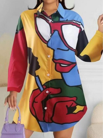 CHERISH me GRAPHIC LONG BLOUSE SHIRT