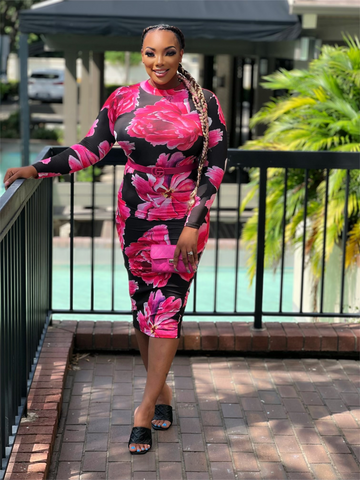 First date flower midi dress