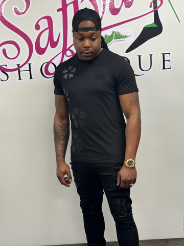 4 leaf clover men matching set - Black