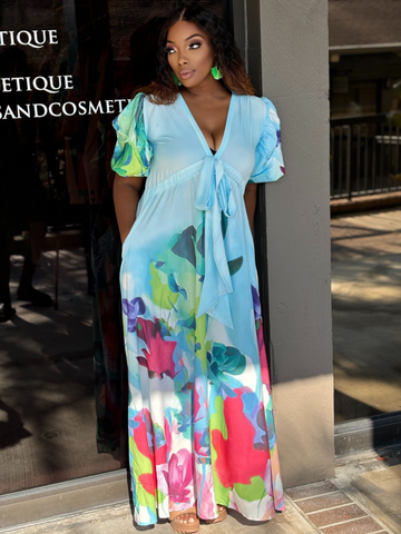 Glam me classily maxi dress -in baby blue