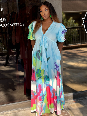 Glam me classily maxi dress -in baby blue