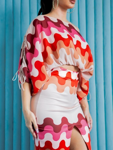 Ruched in magenta 2 piece set