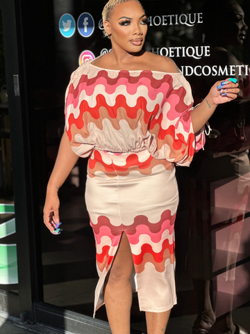 Ruched in magenta 2 piece set