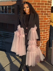 POLLY Oversized Tulle Blazer Dress Black and Pink