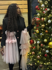 POLLY Oversized Tulle Blazer Dress Black and Pink