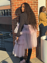 POLLY Oversized Tulle Blazer Dress Black and Pink