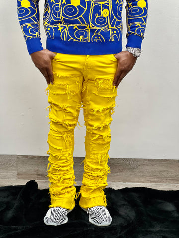 "Onyx" Stacked Denim--yellow