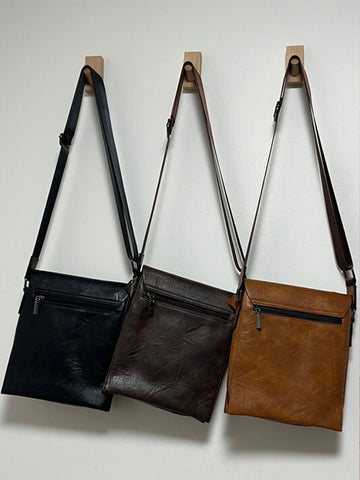 MEN SQUARE CROSSBODY Messenger LEATHER BAG