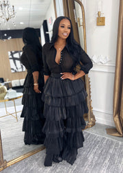 “Midnight Layers” Ruffle Palazzo Pants