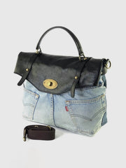 Vintage Denim and hot pink hand and shoulder bag