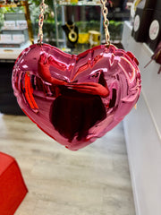 Transparent Heart Shaped Chain Clutch Purse