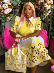 kish Lemon Blossom Lace Skirt Set