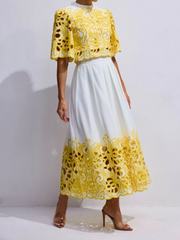 kish Lemon Blossom Lace Skirt Set