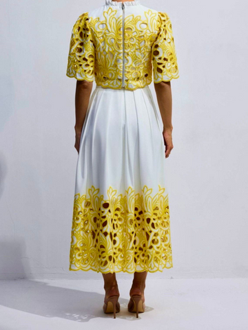kish Lemon Blossom Lace Skirt Set