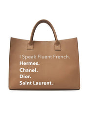 I speak fluent fashion tote purse
