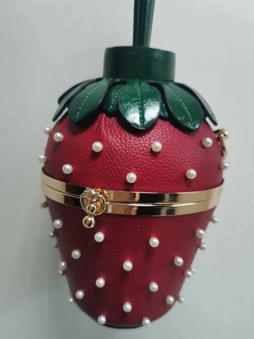 Strawberry Leather Crossbody purse