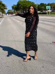 "Ruth" DIAMOND STUDDED tank midi Dress